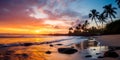 Sunset Splendor at the Seashore, Ideal for Holiday Escapes, Summer Dreams, and Island Adventures