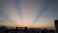 Sunset, split rays prismatic