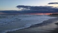 Sunset in April above Atlantic Ocean in Far Rockaway, Queens, New York, NY.