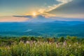 Sunset from Spruce Knob, in Monongahela National Forest, West Virginia Royalty Free Stock Photo