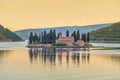 Sunset St.George Island near Perast in Kotor Bay, Montenegro Royalty Free Stock Photo