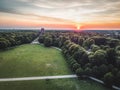 Sunset in Stadtpark Hamburg with a view to Planetarium