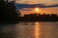 Sunset with 3 standup paddeling board on the Des milles Iles river Laval Royalty Free Stock Photo