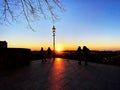 Sunset and starry sky  Old Town Of Tallinn ,Estonia view platform  from medieval Wall balcony wn summer  weather Baltic sea on hor Royalty Free Stock Photo