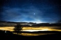 Sunset & stars over Llyn Brenig reservoir located in Wales