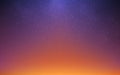 Sunset stars. Realistic orange gradient with starlight effect. Starry night sky. Cosmic banner template with soft light