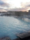 Sunset at the steamy Blue Lagoon, Iceland Royalty Free Stock Photo