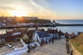 Sunset from the 199 steps at Whitby. Royalty Free Stock Photo