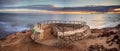 Sunset in a stone overlook that views Crystal Cove State Park Be