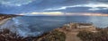 Sunset in a stone overlook that views Crystal Cove State Park Be