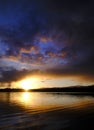 Sunset Storm Clouds Over Lake Pine Trees Wilderness Royalty Free Stock Photo