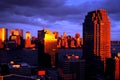 Sunset Storm over New York city world Trade Center Area, Manhattan and Jersey City New Jersey Royalty Free Stock Photo