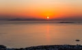 Sunset on the egean sea, Peloponnese, Greece Royalty Free Stock Photo