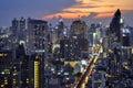 Sunset on Sukhumvit buildings in Bangkok