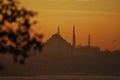 Sunset Sultanahmet Blue Mosque in Sultanahmet, Istanbul City, Turkey Royalty Free Stock Photo