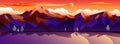 Sunset Summer Rocky Mountain landscape drawing digital art wallpaper Royalty Free Stock Photo