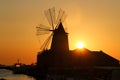 Sunset saline marsala summer Sicily windmill