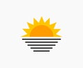 Sunset sun over sea icon Royalty Free Stock Photo