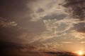 Sunset , sun rays and clouds Royalty Free Stock Photo