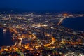 sunset of Hakodate cityscape with Skyline and office building and downtown of Hakodate is populars ciy from toursim