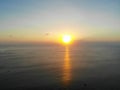 Aerial view of sunset over the sea, Bali, Indonesia. Royalty Free Stock Photo