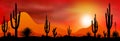 Sunset sun in the desert Royalty Free Stock Photo