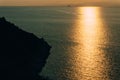 Sunset sunlight reflected in ocean