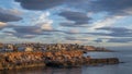 Sunset / sunrise at amazing rocky cliffs seascape in the coastline of Torrevieja seashore, mediterranean sea, Alicante, Spain. Royalty Free Stock Photo