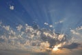 Sunset, sunrise with clouds, light rays Royalty Free Stock Photo