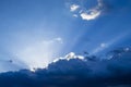 Sunset / sunrise with clouds, light rays Royalty Free Stock Photo