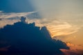 Sunset / sunrise with clouds, light rays and other atmospheric effect Royalty Free Stock Photo