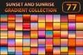 Sunset And Sunrise Gradient Set. Big Collection Abstract Backgrounds With Sky. Vector Illustration.