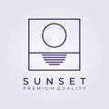 Sunset sunrise hawaii resort paradise logo vector illustration design