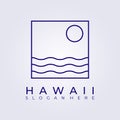 Sunset sunrise hawaii resort paradise logo vector illustration design