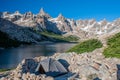 Sunset and sunrise on Laguna Toncek lake. Nahuel Huapi National Park. Camping green tent and the views of the Andes mountains and