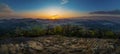 Sunset sunrise from mountain hill Klic to the Luzicke mountains Royalty Free Stock Photo