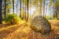 Sunset Sunrise Over Ancient Stones From The Ice Age In Beautiful Royalty Free Stock Photo