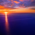 Sunset sunrise over Mediterranean sea Royalty Free Stock Photo