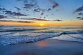 Sunset Over Ocean, Sea And Waves