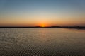 Sunset or sunrise on salt lake Baskunchak (Russia Royalty Free Stock Photo