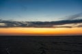 Sunset or sunrise on salt lake Elton (Russia