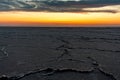 Sunset or sunrise on salt lake Elton (Russia