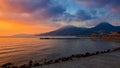 Corfu island - Greece. Sunset - sunrise by the sea on the beach. Beautiful romantic landscape with nature Royalty Free Stock Photo