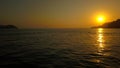 Sunset or sunrise with sea calm and islan lost Royalty Free Stock Photo