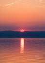 Sunset or sunrise sky above the sea. Nature, weather, atmosphere, travel theme. Sunrise or sunset over the sea. Panorama Royalty Free Stock Photo