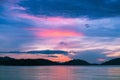 Sunset or sunrise sky clouds over sea sunlight in Phuket Thailand Amazing nature landscape seascape Royalty Free Stock Photo