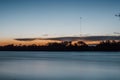 Sunset, Sunrise Summer Landscape.Beautiful Nature.Blue Sky, amazing colorful clouds.Natural Background.Artistic Wallpaper.Lake, su Royalty Free Stock Photo