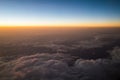 Sunset or sunrise viewed from airplane Royalty Free Stock Photo