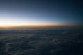 Sunset or sunrise viewed from airplane Royalty Free Stock Photo