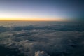 Sunset or sunrise viewed from airplane Royalty Free Stock Photo